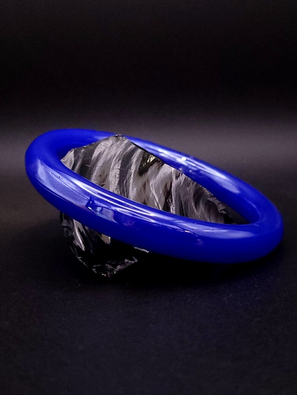 Vintage Electric Cobalt Blue Glass Bangle | Minimalist Art Bracelet